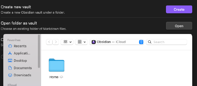 Mac Screenshot of Obsidian